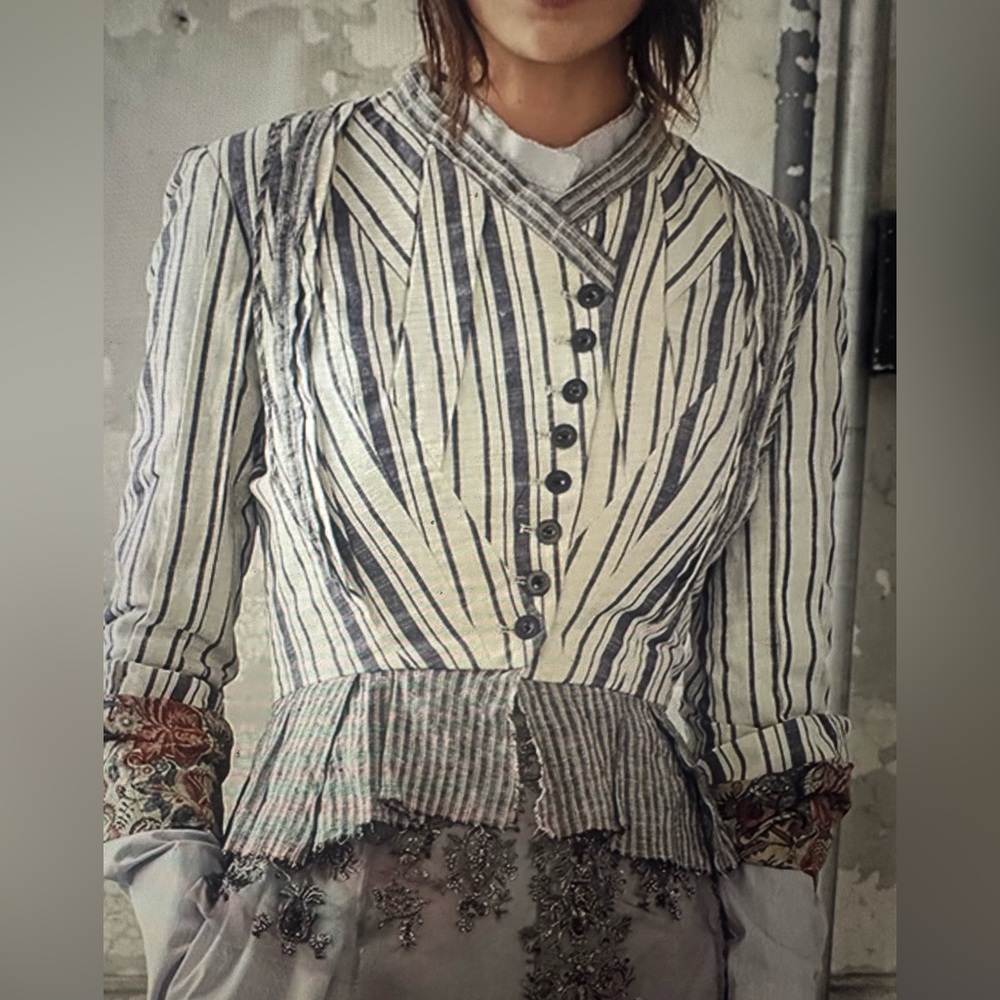 Gary Graham fem/punk Striped Button-Up tailored jacket with Floral lining